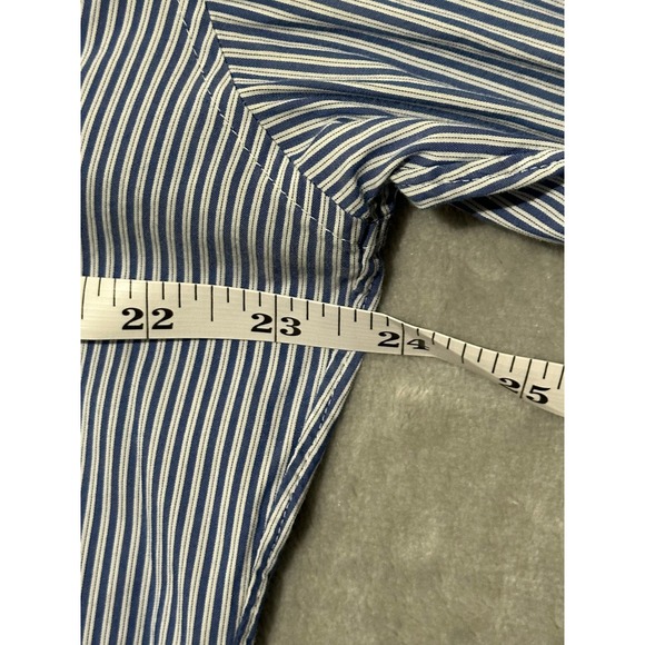 John Varvatos USA Slim Fit Blue White Stripe Button Down Shirt Mens 16.5 / 32-33 - Picture 11 of 12